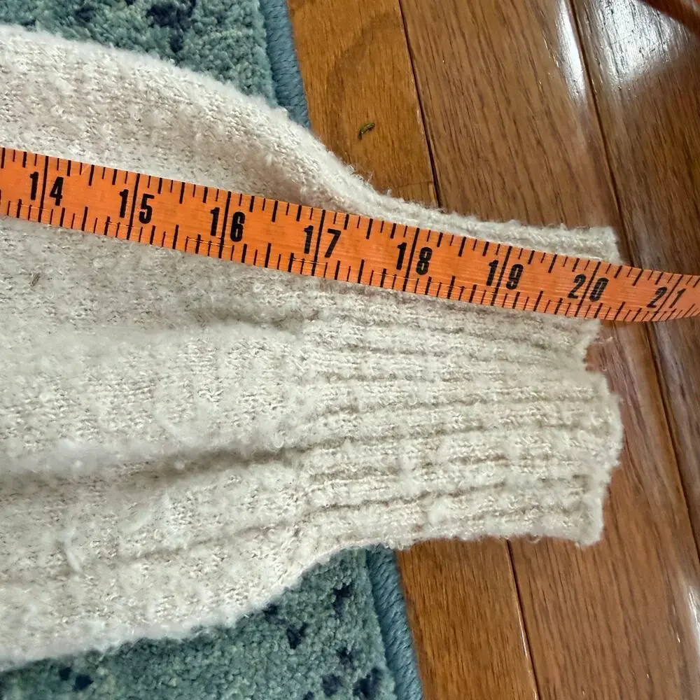 Peach Love Oatmeal Sequin Tiger Matted Sweater Pullover Preppy Bubble Sleeve - Picture 12 of 13